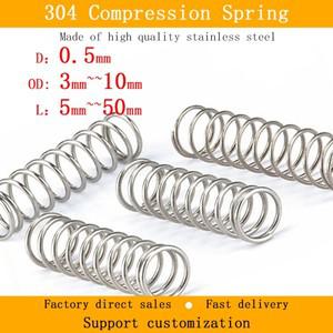 10Pcs 304 스테인레스 스틸 압축 스프링 직경 0.5mm 원통형 코일 리턴 압력 3mm ~ 10mm