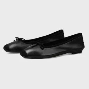 [미세하자] 흐 하모니 발레리나 플랫 슈즈 여성 무광 가죽 로퍼 단화 HA_TT-00055-NOI_A