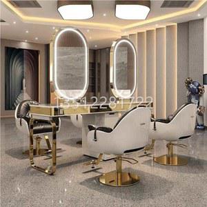 대형 양면 미용실 경대 조명 작업용 사각 양면형 메이크업 바버샵 A형 테이블 콘솔