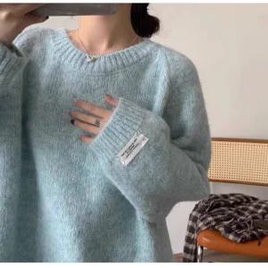 데일리니트 로제알파카 라운드 포근한니트 파스텔색감이 뽀송한 앙고라니트