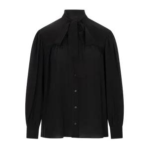 타이넥 실크 크레이프 드 신 블라우스 25AHT19077001 BLACK