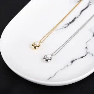 [골드스마일]시후주얼리 진주 품은 써지컬스틸 롱목걸이 TN021N 심플목걸이