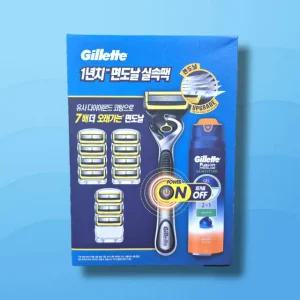 질레트 프로쉴드 파워 옐로우 1년치 면도날세트 기1 5중날12 쉐이빙 젤1