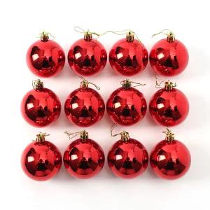 크리스마스 트리 장식 오너먼트 레드볼 유광 6cm 12p 빨간 공 방울 겨울 소품