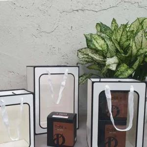 투명 화이트톤 세로 직사각쇼핑백 종이가방 중 선물용 가방