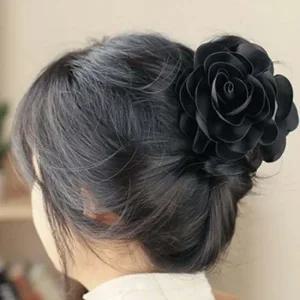 블랙 겹장미 올림머리 집게핀 긴머리 헤어핀 국산집게핀 올림머리집게핀 반묶음집게핀 머리집게핀 헤어핀