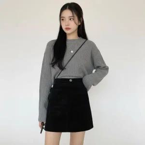 [하프클럽/셀러허브_여성트랜드패션]ONM 데일리 하이웨스트 블랙 A라인 미니