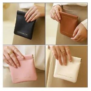 쁘띠가죽 생리대 파우치 화이트 가죽 생활 방수 주머니 파우치 소품 휴대용