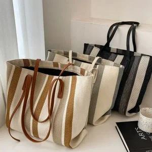 [콩심팥심]여성가방 투톤 배색 숄더백 캔버스백 에코백 여름가방 쇼퍼백