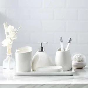 욕실 인기 호텔 도자기 디스펜서 감성 5종세트 도자기 욕실용품 디스펜서 양치컵 비누받침
