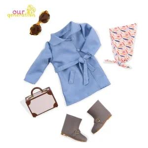 세트 트렌치코트 오지돌스 블루 인형