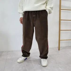 남자 코듀로이 트랙 와이드 밴딩 바지 BT-PTW-Q010-브라운