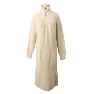 [하프클럽/샵앤]여성 반집업 하이넥 나그랑 골지 니트 롱 원피스 MCR-WDR-4963-