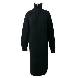 [하프클럽/샵앤]여성 반집업 하이넥 나그랑 골지 니트 롱 원피스 MCR-WDR-4963-