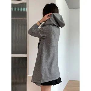 [하프클럽/샵앤]여성 원버튼 데일리 후드 니트 롱가디건 21DS-WCD-4879-그레이