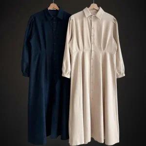 |CSO5853|여성 핀턱 롱 원피스 가을 하객룩 퍼프 소매 투웨이 드레스