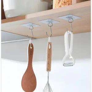 다용도 강력부착 벽걸이 투명후크 10P거치대