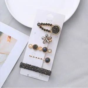 여성용 헤어 머리 집게삔 집게핀 큐빅 5종세트