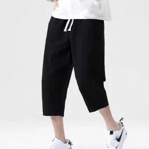 가벼운 남자 밴딩 팬츠 린넨 바지 7부 캐주얼 데일리 바캉스룩바지