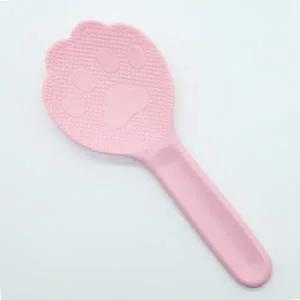 밥주걱 일본산 야옹이 더블엠보싱 주걱 핑크