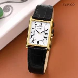 SWR104P1 사각케이스 아날로그 사파이어 캐쥬얼 정장 남자 가죽 시계 c