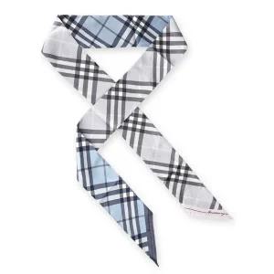 [버버리] 여성 콘트라스트 체크 스키니 실크 스카프(블루그레이) 8110365