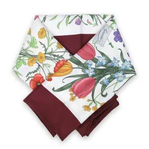 [구찌] 여성 GG 울오버 플라워 프린트 실크 스카프(화이트/버건디) 821061 3G001 9074