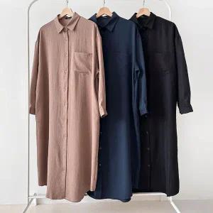 [하프클럽/]여성 롱셔츠 2WAY 주머니 카라 원피스