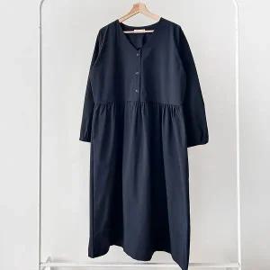 [하프클럽/]여성 박스핏 V넥 하객용 FW 롱 원피스