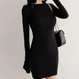 [하프클럽/]여성 쁘띠 슬림핏 드레스 미니멀리즘 워머소매