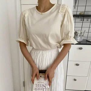 [하프클럽/]여성 소매밴딩 블라우스 무지컬러 티셔츠