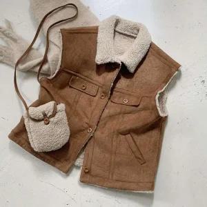 [신세계라이브쇼핑][옷자락] 여성 키치무드 뽀글이 크로스백 무스탕 베스트