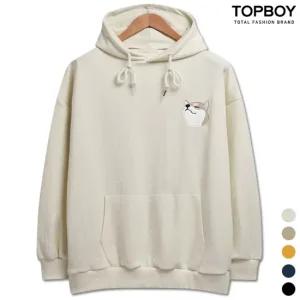 [탑보이] 미니시바 자수 오버핏 후드티  IN045)