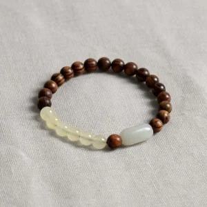 6mm 향기나는 자연 백단향 원목 연옥 염주 옥팔찌