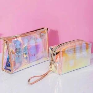 홀로그램 파우치 화장품 여행용 소품 정리 사각팔각