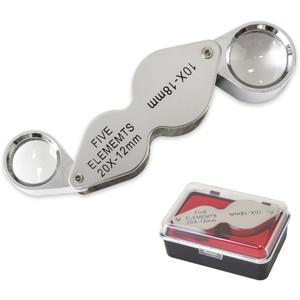 10X 20X 보석상 루페 포켓 돋보기, 듀얼 렌즈 접이식 루프 확대경 (다이아몬드, 동전, 시계, 식물 관찰용)