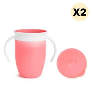 스엔코샵 유아손잡이물컵 미라클컵 텀블러뚜껑 핑크2p