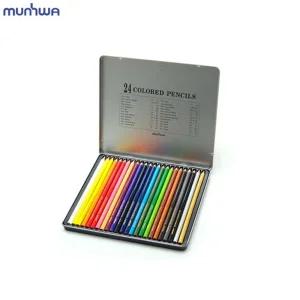 문화 고급 24색 연필 틴케이스 수채화 미술 24수체 24 깔연필 상연필