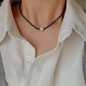 여성 비즈 진주 큐빅 실버볼 패션 목걸이