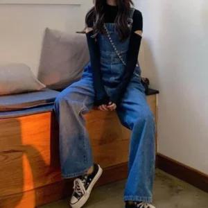 여성 데님 멜빵바지 와이드 오버롤