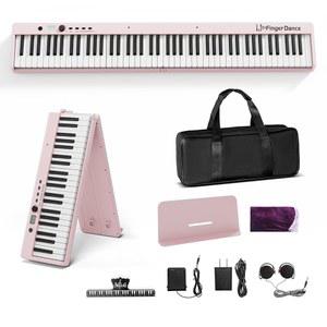 우드 풀사이즈 블루투스 디지털 감지 접이식 88키 피아노 댄스 수납 전동 가방 있는 핑거 피아노 미디 초보자를 터치 기능이 키보드 휴대용 키보드 위한 반중력 그레인