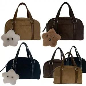 스웨이드투웨이백 레더 토트 크로스 가방장식 가방 스퀘어 패션 룩 짐 손 포인트 토트백 겨울