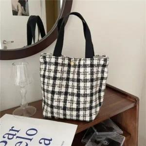 리에 체크 모직 미니 핸드백 체크가방 미니가방 숄더백 토트백 손목가방 에코백 도시락가방 캔버스가방