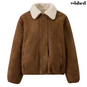 [위시드]양털 배색 스웨이드 핀턱 긴팔 자켓 (WICDJK002)