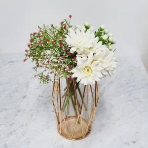 북유럽 골드프레임 철제 와이어 화병인테리어화분 조화 테이블꾸미기 꽃병 오브제화환 유리 집들이선물 식