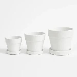 모던레시피 심플 화이트 무광 도자기 원형 화분 15x15cm꽃집 분배 인테리어 정원 원예 베란다 한화분 식물