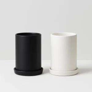 모던레시피 무광 도자기 화분 높은 원형 12x20cm꽃집 분배 인테리어 정원 원예 베란다 심플한 식물 플라워