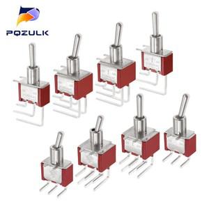 수직 직각 2/3/10A 125/250V AV 3/6핀 2/3위치 SPDT PCB 마운트 토글 스위치 ON-OFF-ON 로커 ON-ON