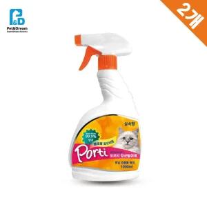 포르티 Cat 은나노탈취제 베이비파우더향 1000ml x2반려동물 애견냄새제거제 제거제 다용도 배변 강아지 애
