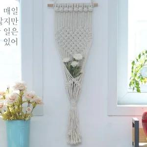 리틀하트 마크라메 행잉플랜트 화분걸이 월장식품 뜨개 카페 소품 벽장식 홈데코 가리개 벽품